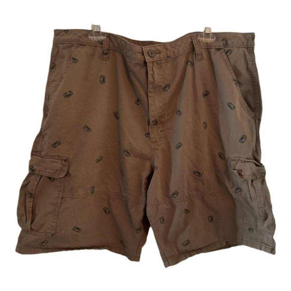 Men’s Cargo Shorts with Beer Can Print – Size 42, 100% Cotton